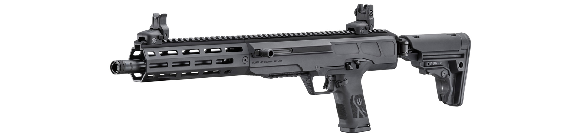 Ruger LC Carbine in .45 ACP left-side angled view gun black metal plastic carbine