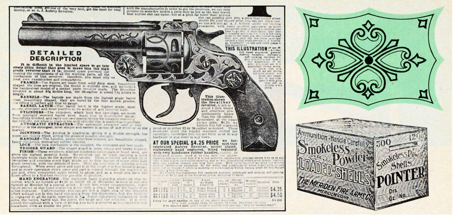 Sears & Roebuck catalog page vintage gun top-break revolver ammunition box