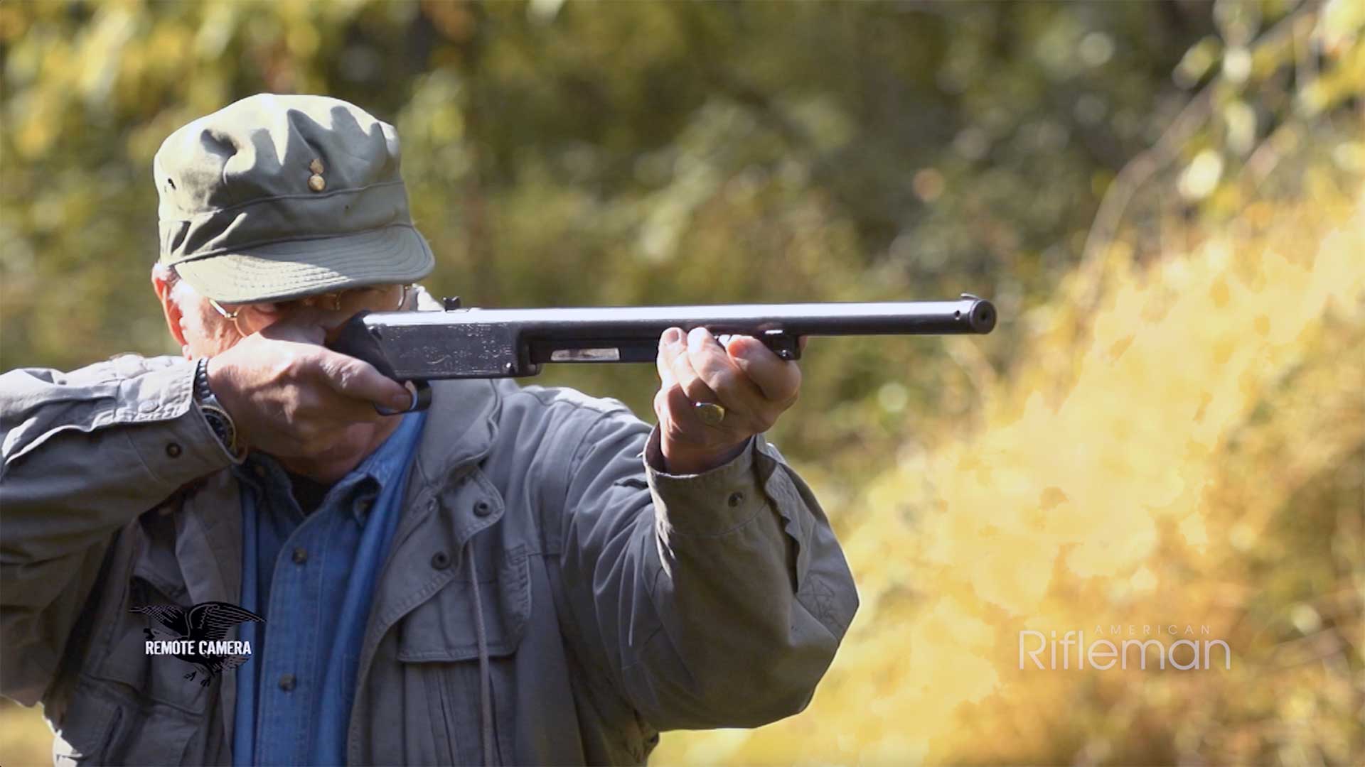 Garry James shooting a Buck Jones BB gun on an outdoor range.