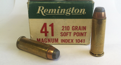 Remington ammunition box green white packaging .41 Magnum cartridges