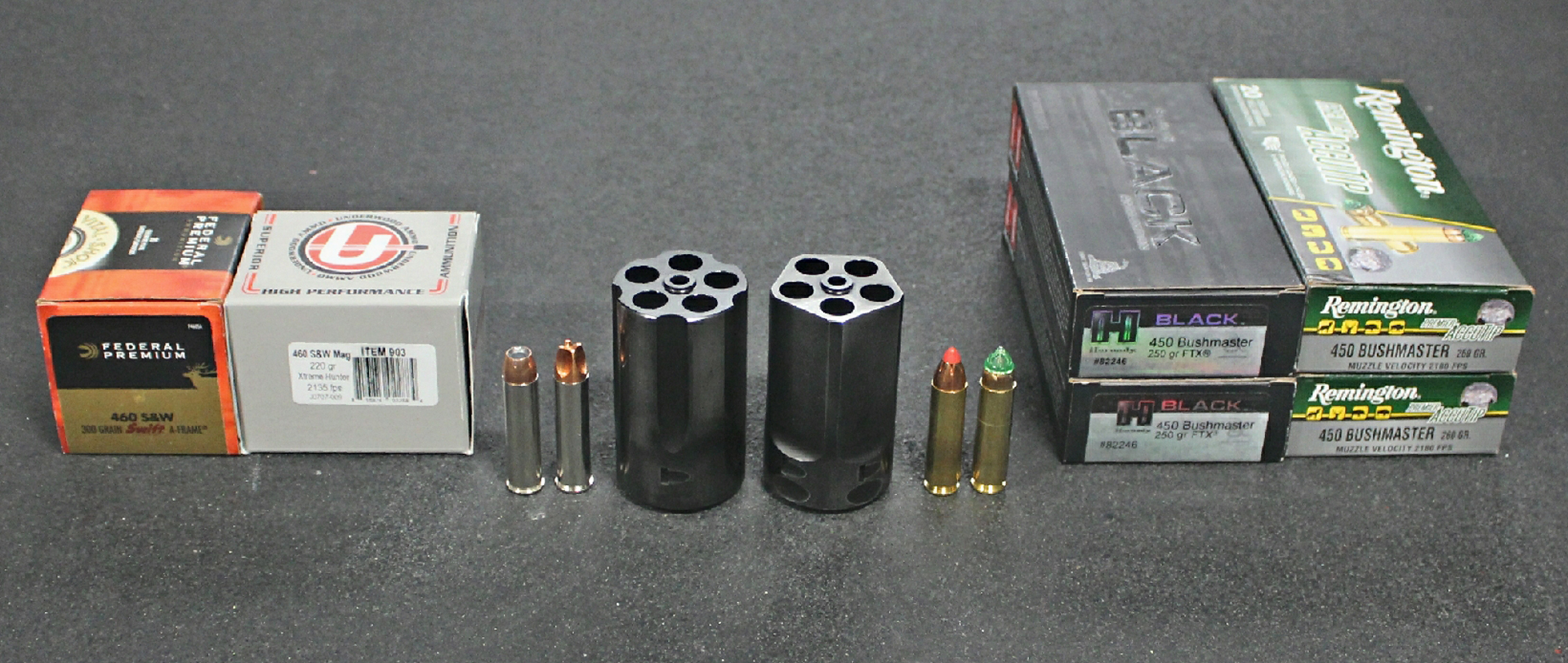 Ammunition boxes on table ammo revolver cylinders center empty