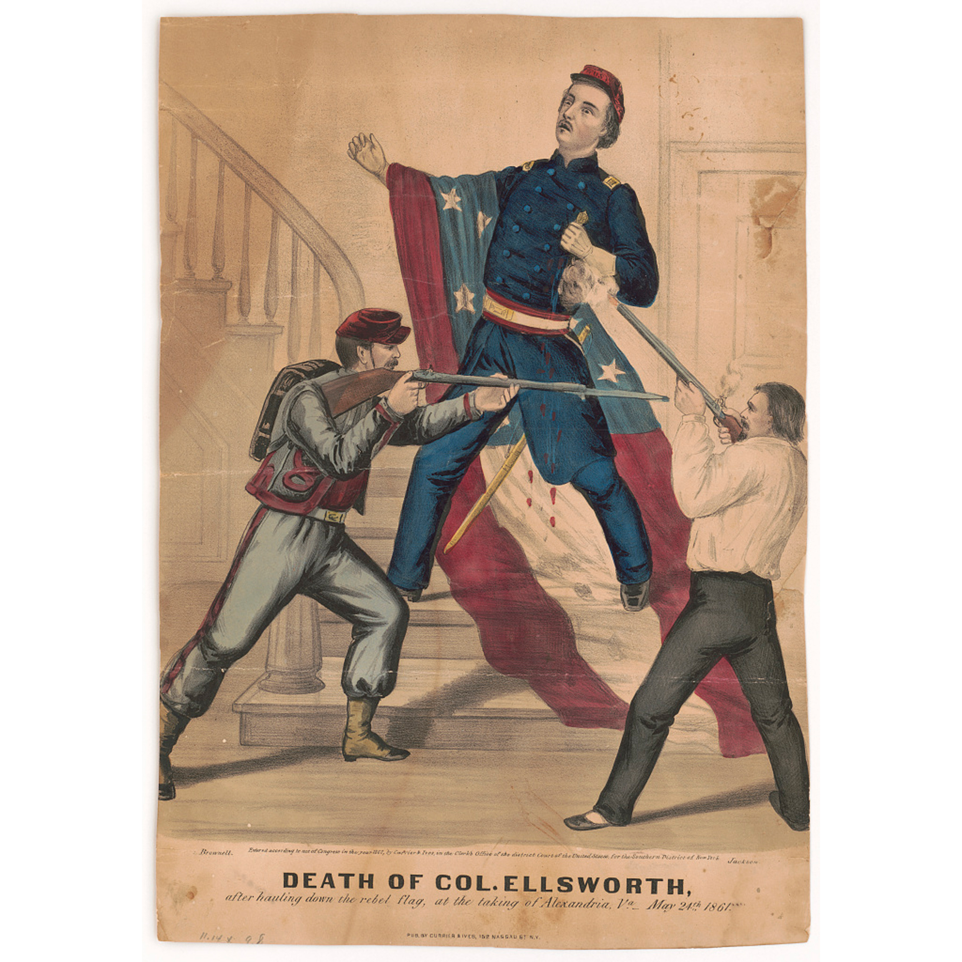 If he had tried to meet up with his fellow volunteers, as it is surmised, Owen Nugent may have been heard the shots that killed Colonel Ellsworth and James Jackson.  That could have alerted him to the necessity of throwing his musket into the privy.  Courtesy, Library of Congress