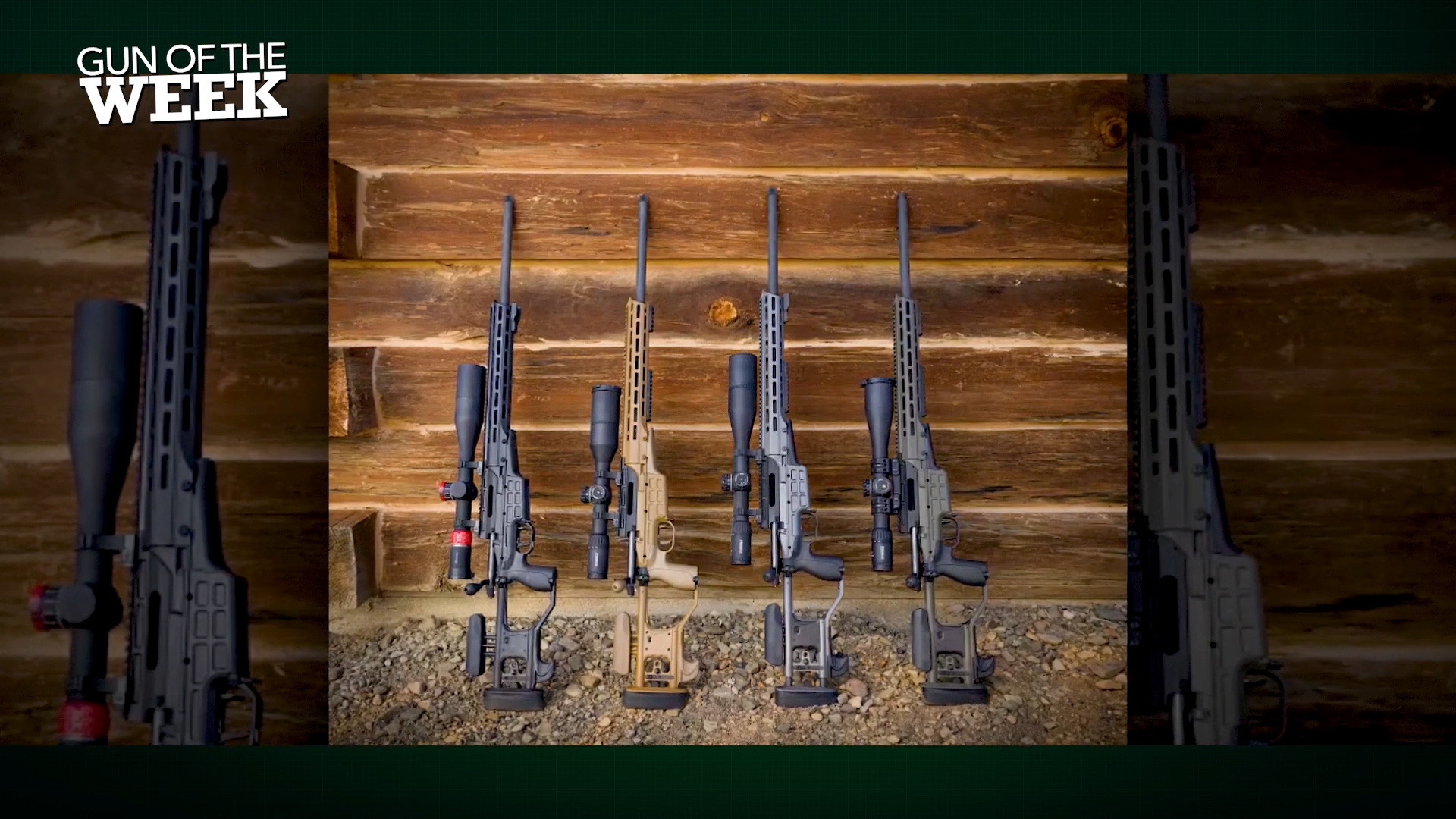 GUN OF THE WEEK SAKO TRG 22 A1 line bolt-action rifles vertical standing leaning wood wall