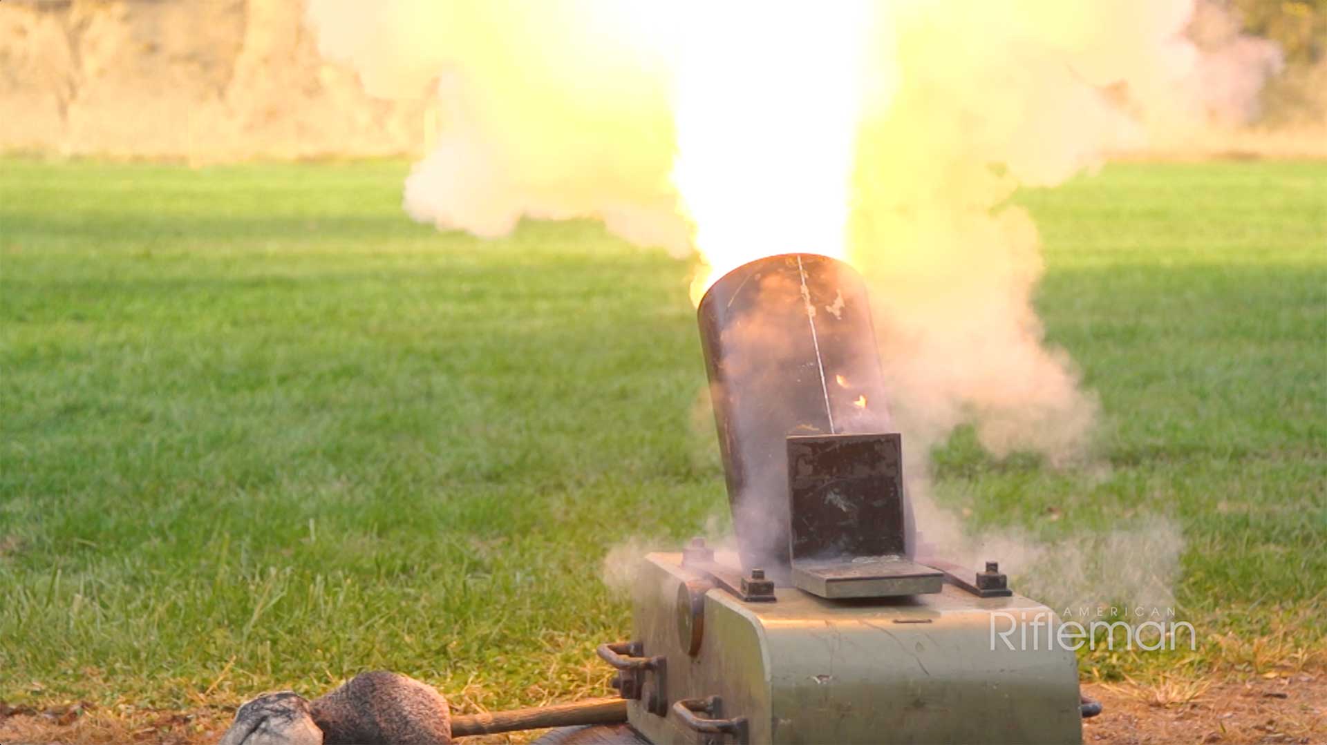 A mortar fires at the N-SSA's Fort Shenandoah range.