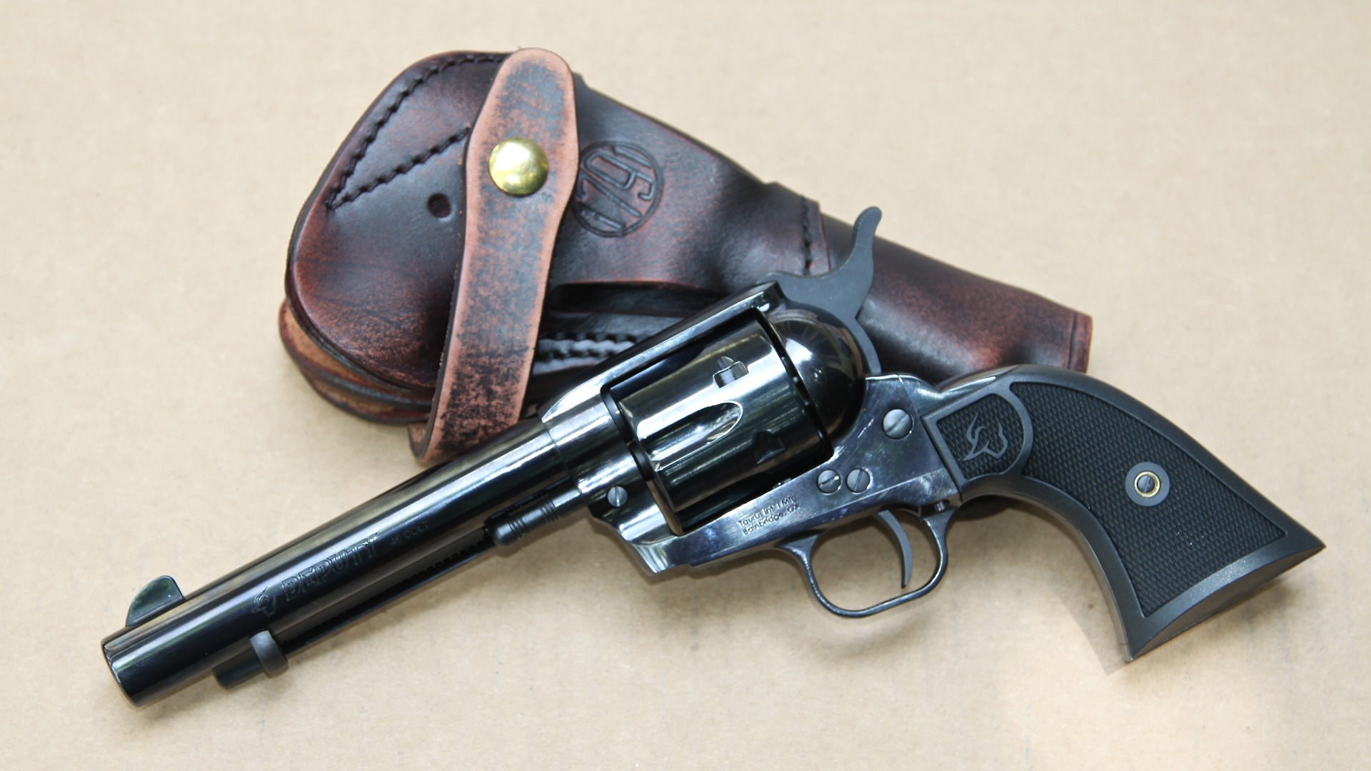 Taurus Deputy revolver left-side view shown with 1791 gunleather holster