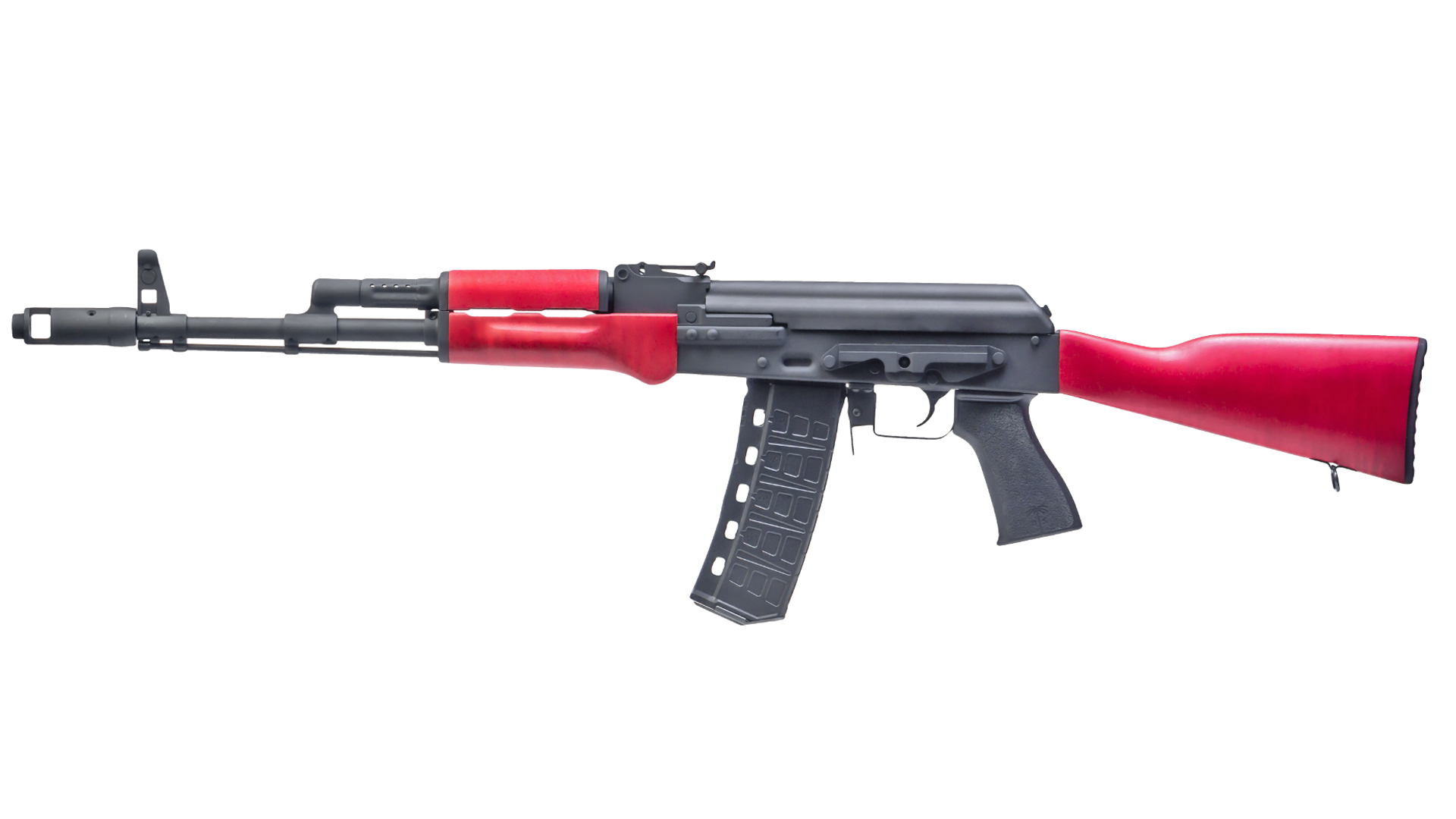 Left side of the BFT556 rifle with a "Russian Red" stock finish.