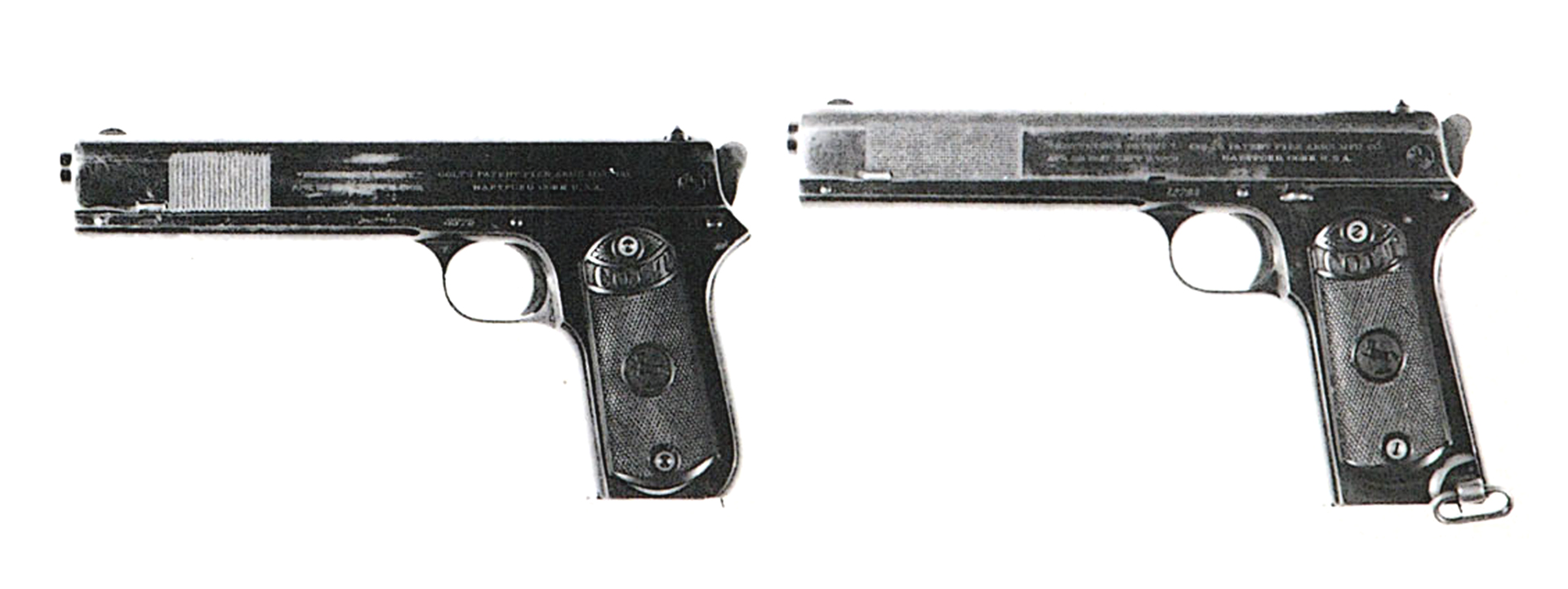 Colt 1902 pistols left-side view comparison