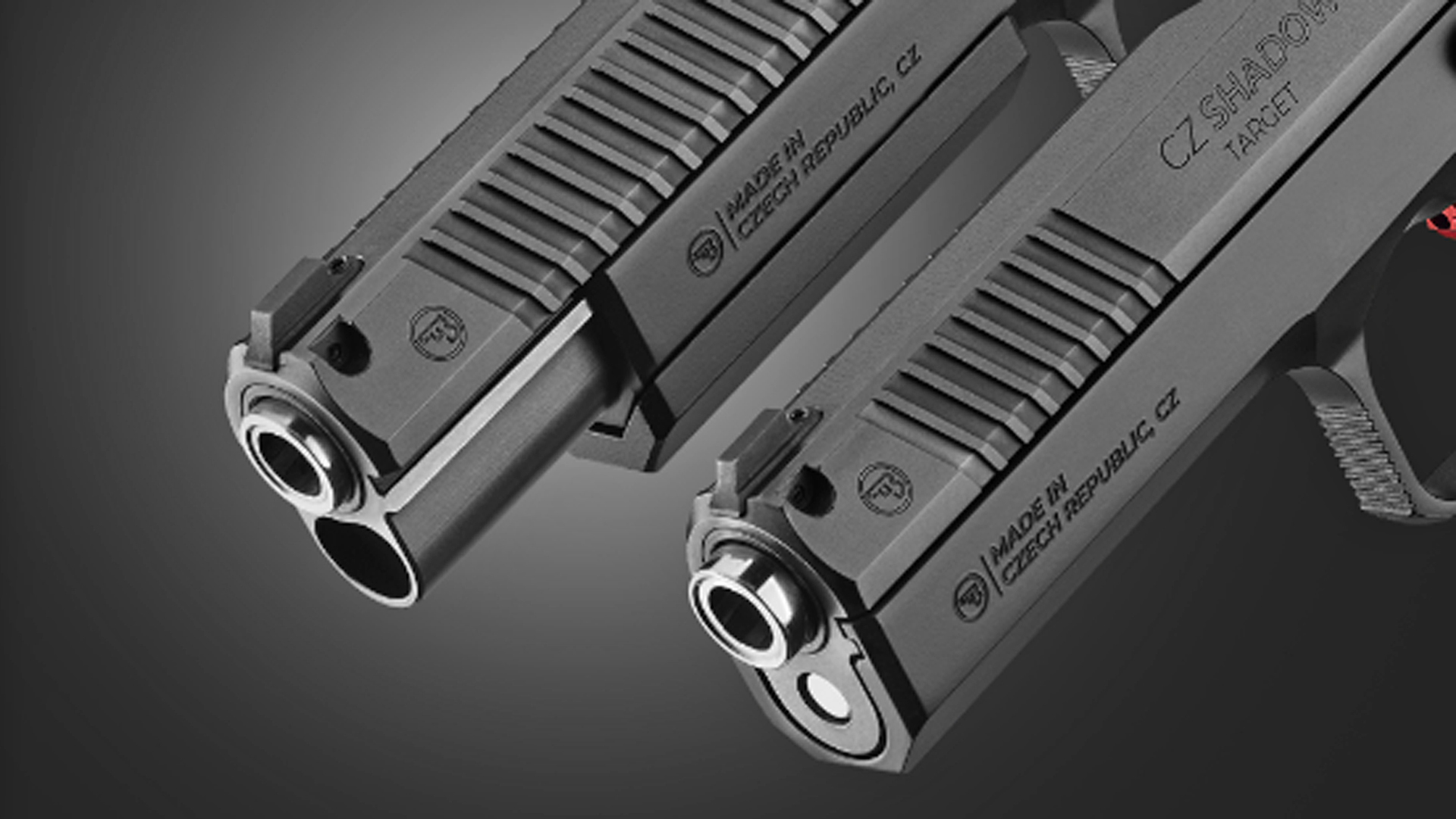 Muzzle shots of two different models of the CZ Shadow 2 Target.