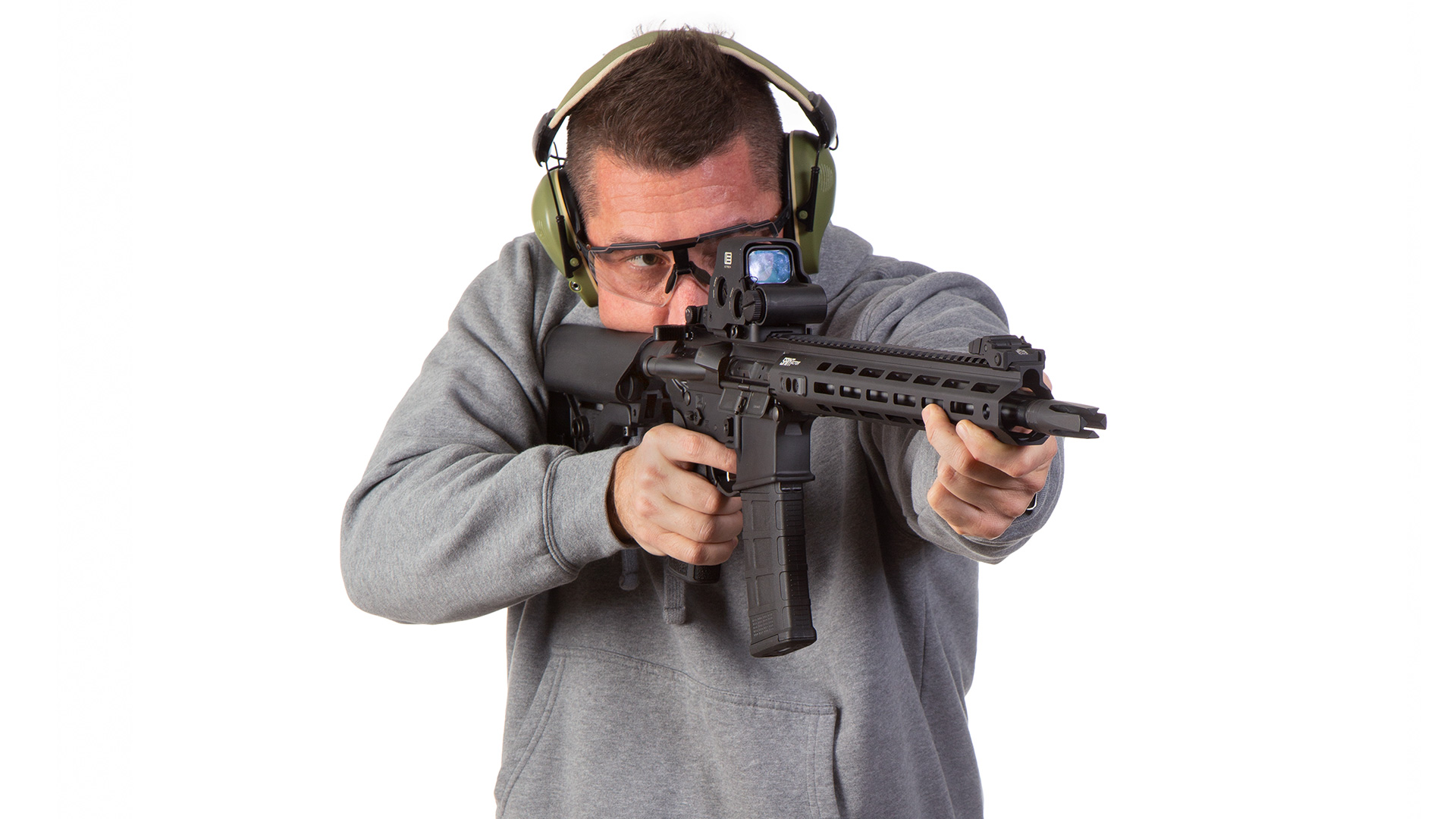 shooter with AR at range